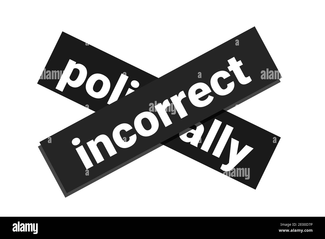 Politicamente scorretto - l'incorrettezza politica è marcata a croce - l'abbandono, il divieto, l'arresto e il divieto di un'offesa sbagliata e offensiva contro Foto Stock