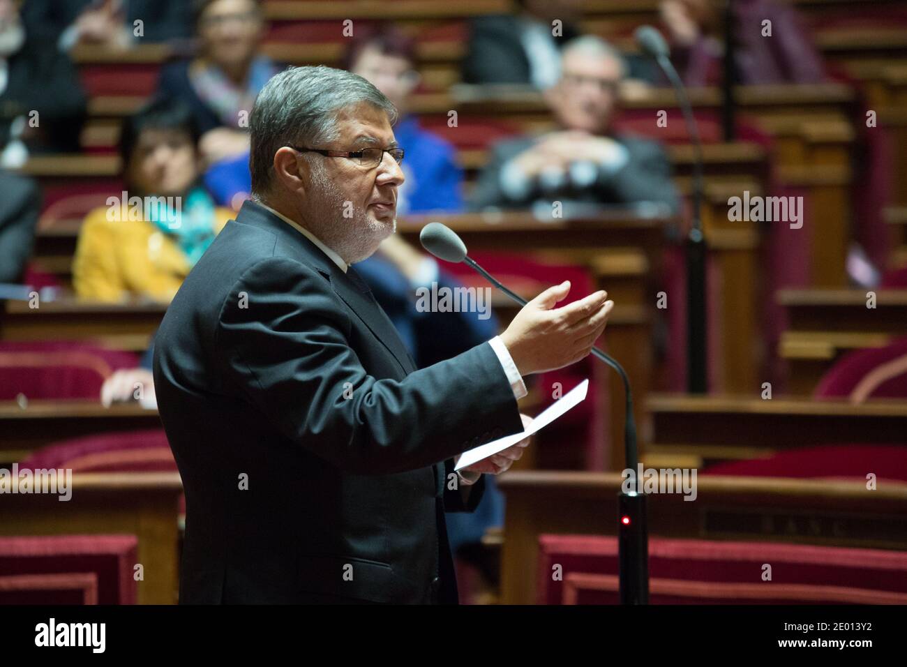 Ministro incaricato delle relazioni con il Parlamento Alain Vidalies, raffigurato durante il tempo delle interrogazioni (QAG) al senato, il 14 novembre 2013, a Parigi, Francia. Foto di Romain boe/ABACAPRESS.COM Foto Stock