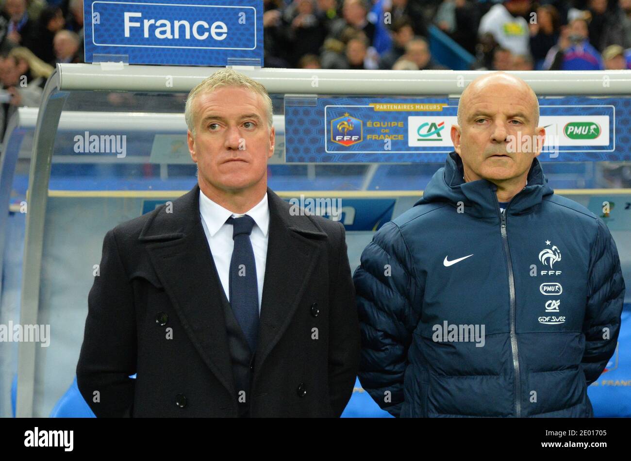 Didier Deschamps in Francia il 19 novembre 2013, durante la partita di calcio della Coppa del mondo FIFA Europe Group del 2014, Francia contro Ucraina allo Stade de France, nella periferia di Parigi a Saint-Denis. Foto di Christian Liegi Foto Stock