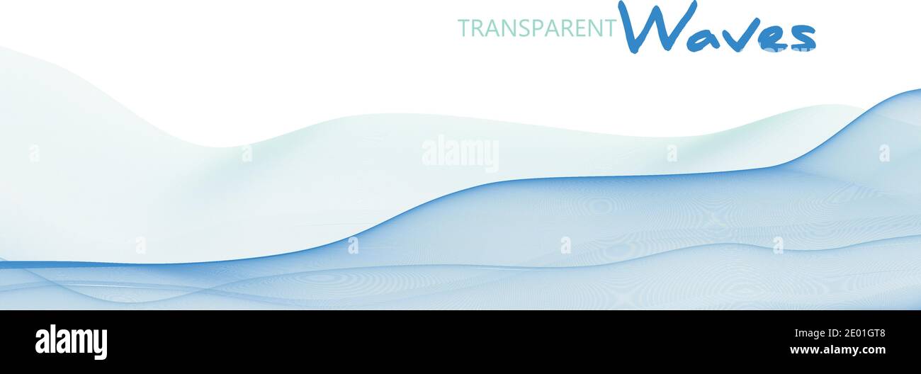 Sfondo astratto con linee sottili blu chiaro ondulate trasparenti. Grafica vettoriale minima Illustrazione Vettoriale