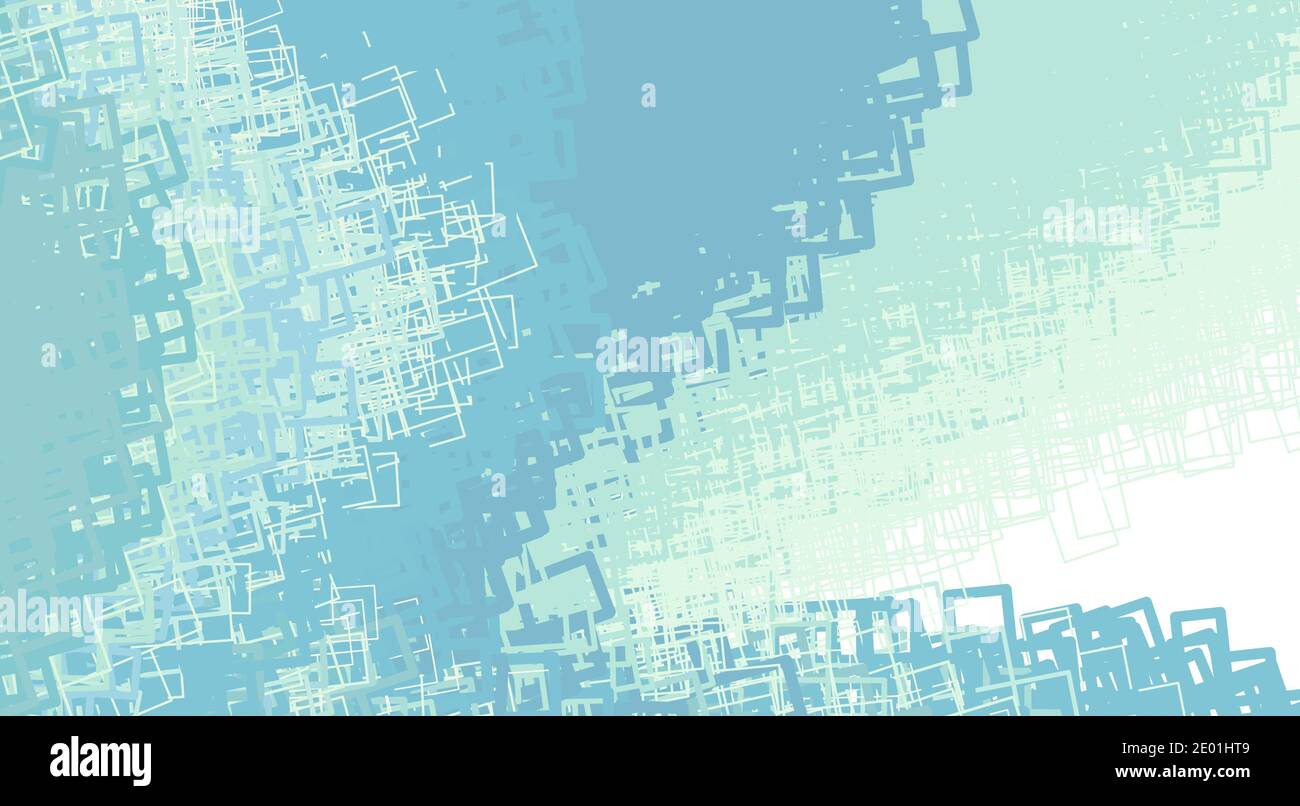 Carta da parati con astrazione verde azzurro insatura. Sfondo grafico vettoriale artistico Illustrazione Vettoriale