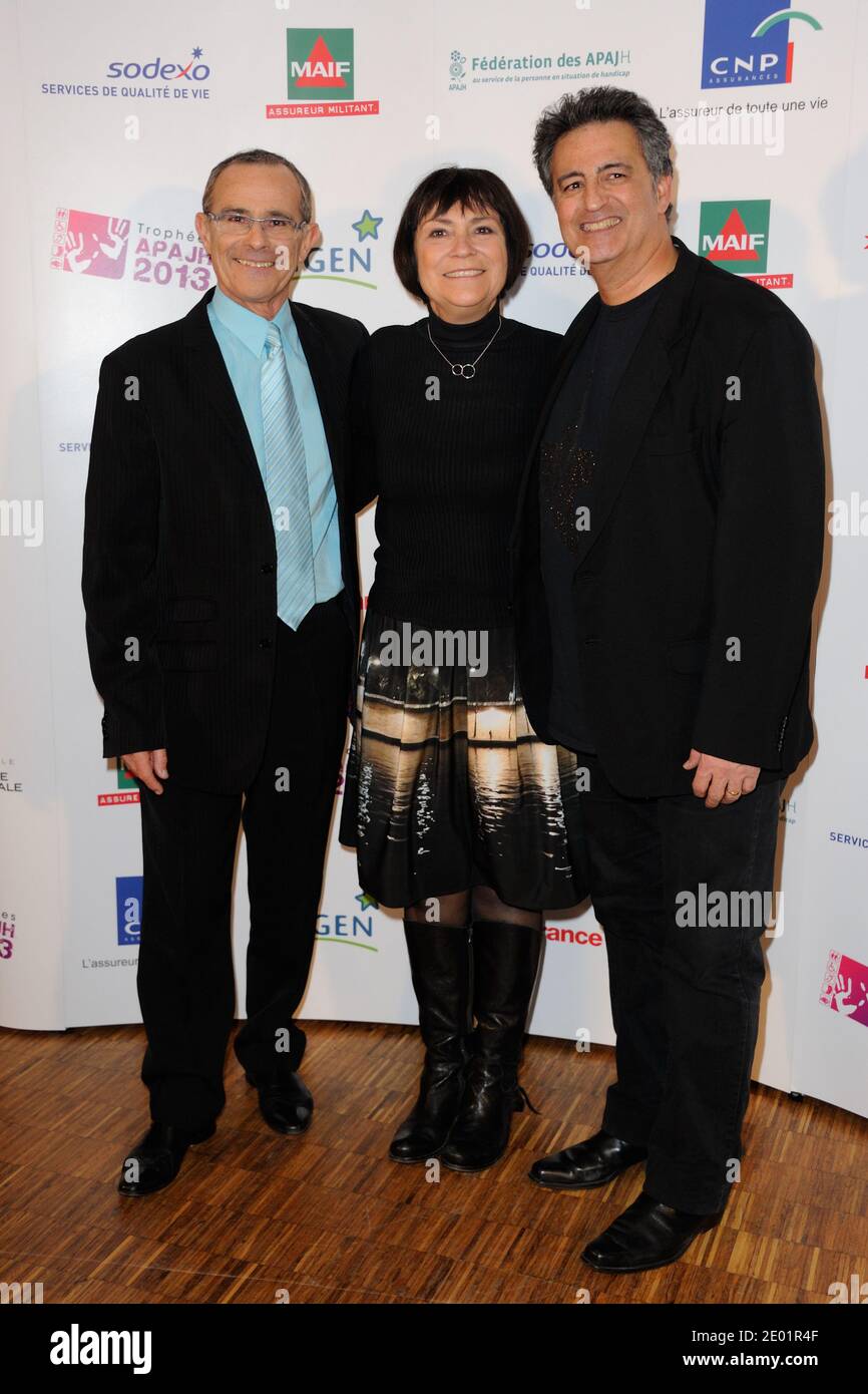 Jean-Louis Garcia, Ministro junior per i disabili Marie-Arlette-Carlotti, Phil Barney alla cerimonia di premiazione di Les Trophees APAJH 2013 tenutasi a Carrousel du Louvre a Parigi, Francia, il 9 dicembre 2013. Foto di Alban Wyters/ABACAPRESS.COM Foto Stock