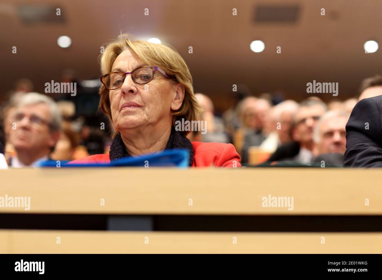 Ministro francese per la riforma dello Stato, il decentramento e la pubblica amministrazione, Marylise Lebranchu, durante un incontro incentrato sul patto per il futuro della britainia francese, il 13 dicembre 2013 a Rennes, nella Francia occidentale. Il primo ministro francese ha annunciato che l'istituto di ricerca francese per lo sfruttamento del mare (Ifremer) sarà trasferito dalla regione di Parigi a Brest. Foto di Julien Ermine/ABACAPRESS.COM Foto Stock