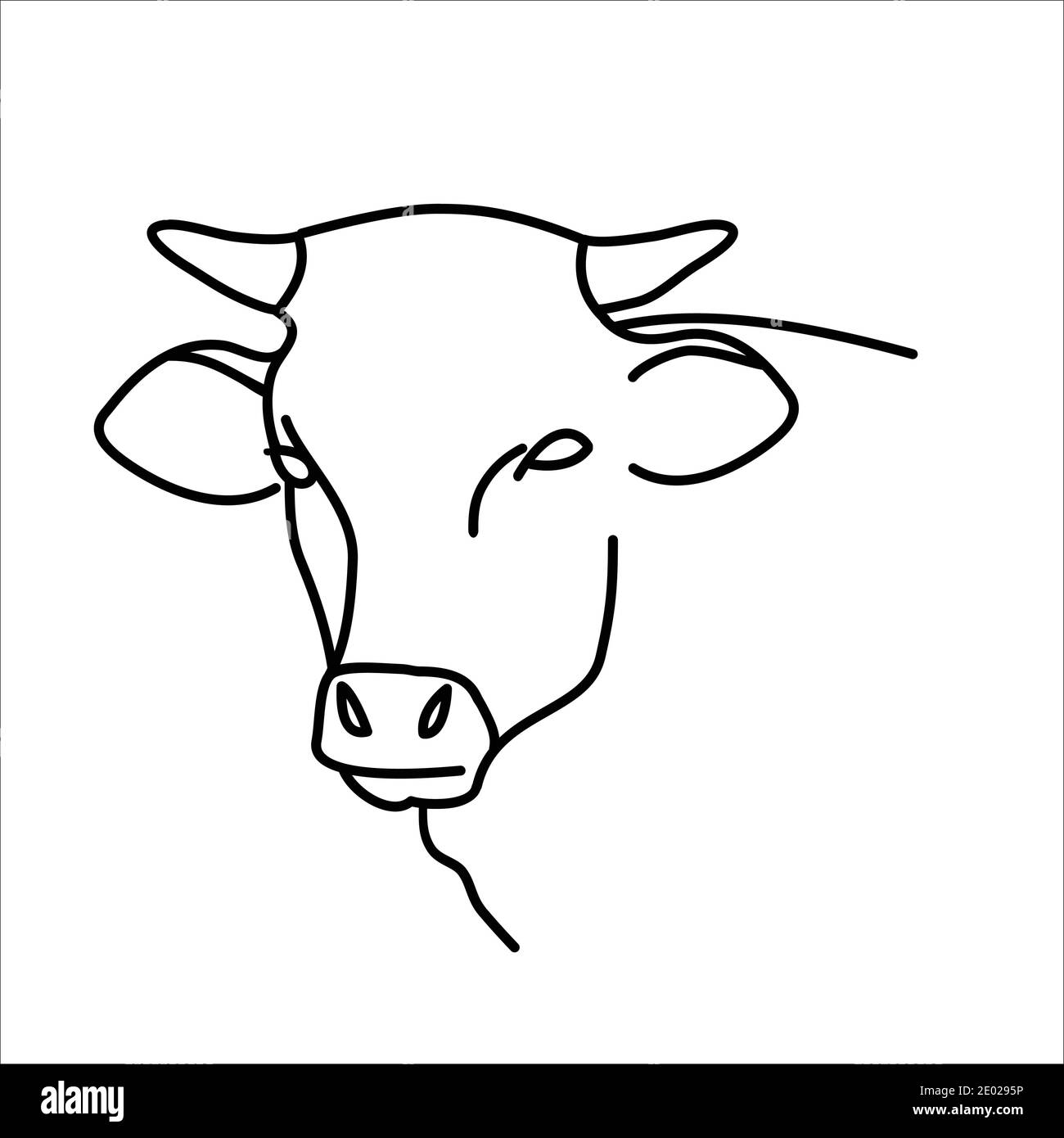 Disegno icona mucca animale. Disegno vettoriale, clip art, illustrazione, icona della linea. Illustrazione Vettoriale