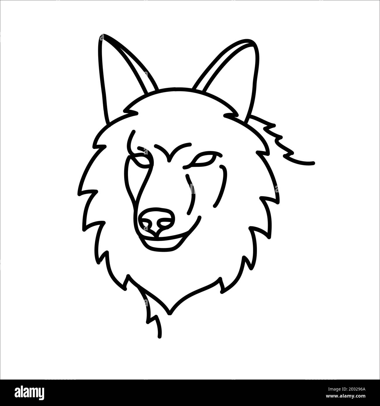 Disegno icona coyote animale. Disegno vettoriale, clip art, illustrazione, icona della linea. Illustrazione Vettoriale