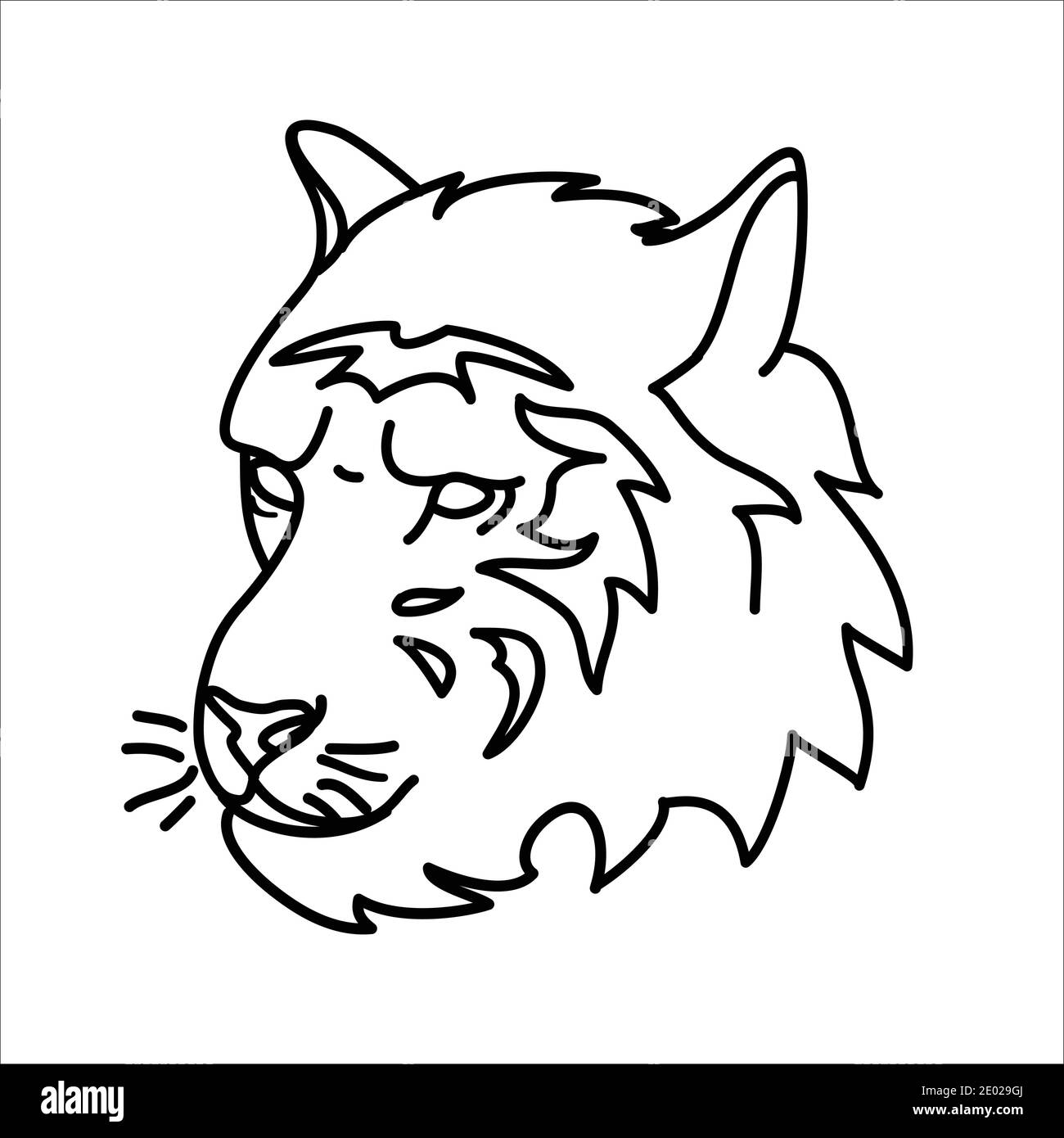 Disegno icona tigre animale. Disegno vettoriale, clip art, illustrazione, icona della linea. Illustrazione Vettoriale