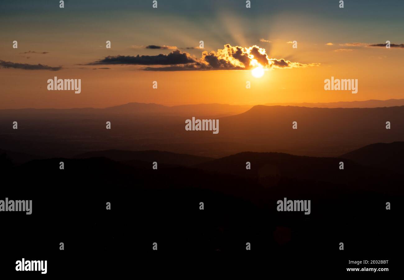 Sunset Landscape Skyline Drive Virginia Foto Stock