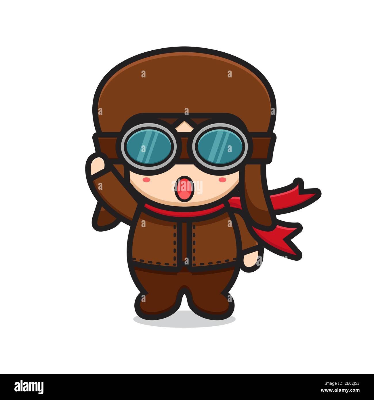 carino personaggio mascotte pilota con posa a forma d'onda Foto Stock