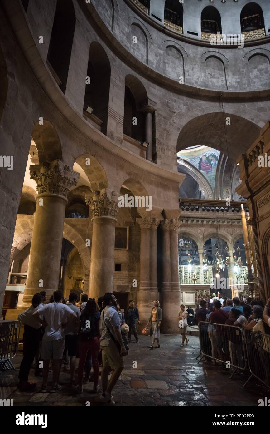 Interno della Chiesa del Santo Sepolcro, Gerusalemme, Israele Foto Stock