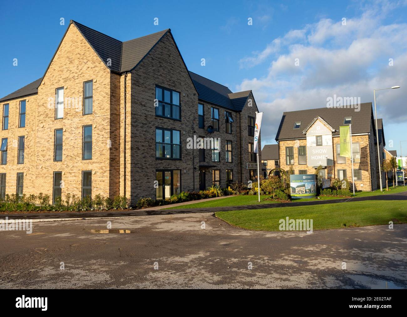 Barratt Homes sviluppo di alloggi, canalside, Wichelstowe, Swindon, Inghilterra, Regno Unito Foto Stock