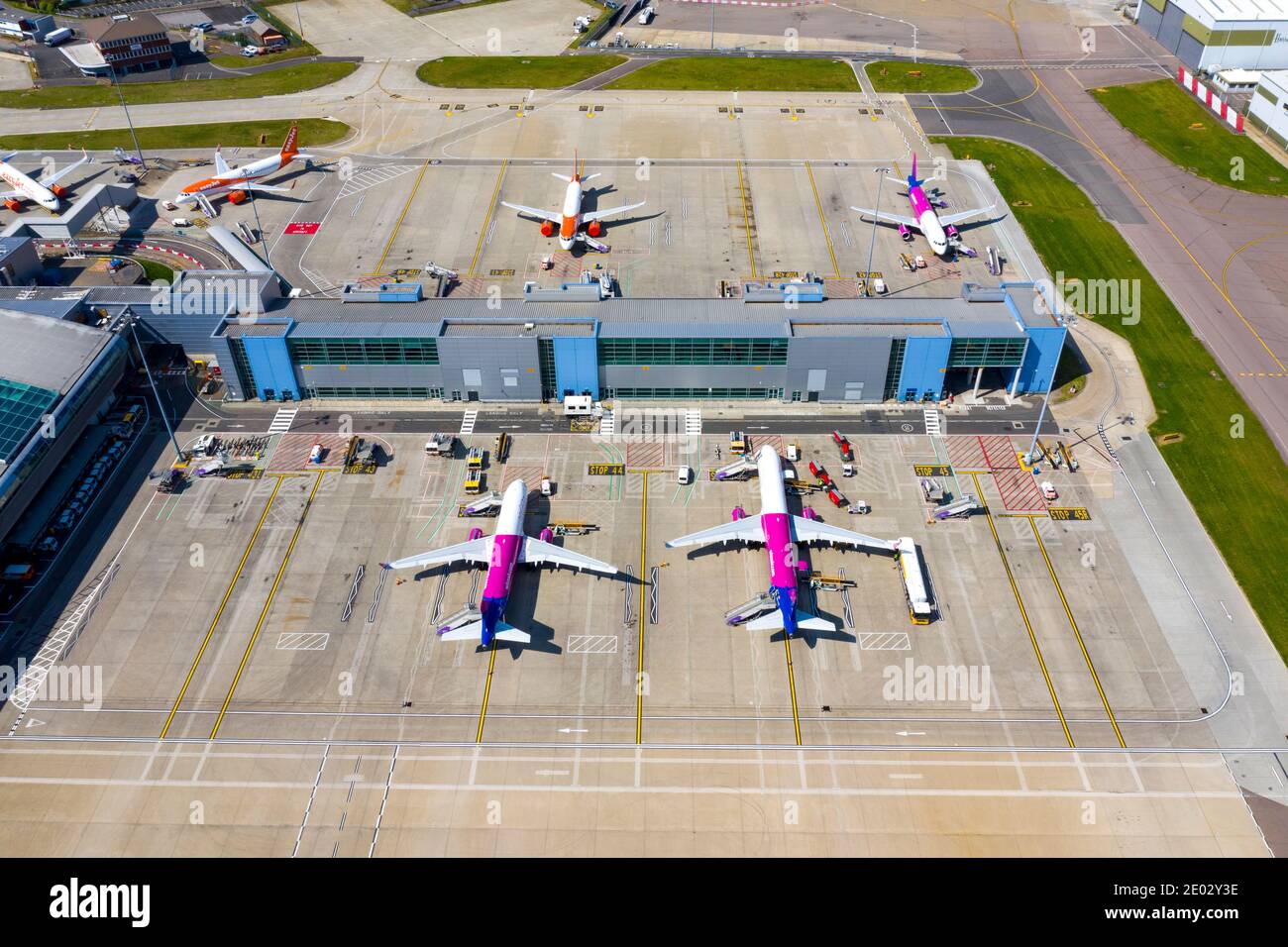 Aeroporto di Luton vuoto da un drone Foto Stock