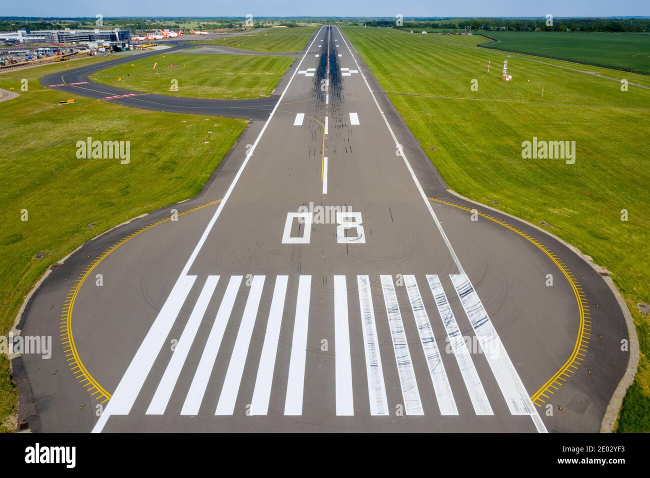 Aeroporto di Luton vuoto da un drone Foto Stock