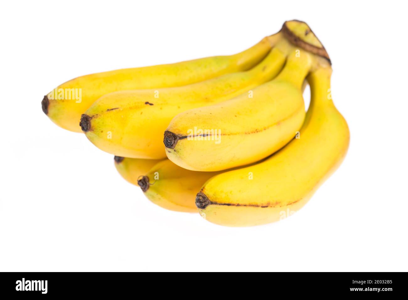 Un grappolo di banane isolati su sfondo bianco Foto Stock