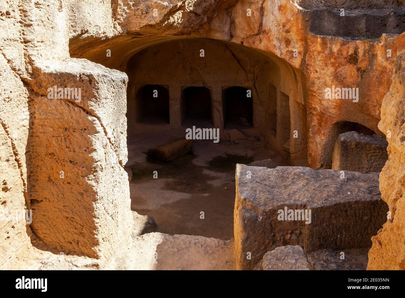 Tombe dei Re vicino Paphos Cipro una necropoli del IV secolo AC, di camere di sepoltura del romano ellenico che è un popolare viaggio turistico destina Foto Stock