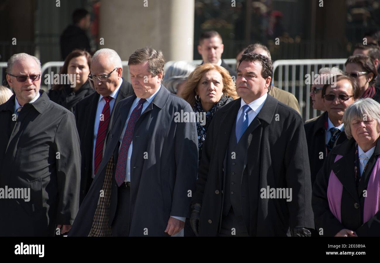 John Tory partecipa ai funerali di Rob Ford a Toronto, Canada-Marzo 2016 Foto Stock