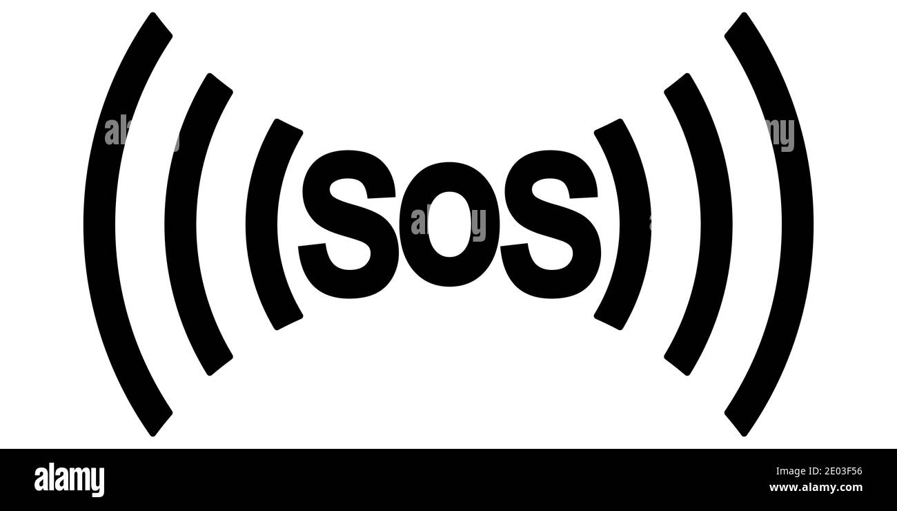 SOS icona internazionale segnale di soccorso, vettore simbolo di soccorso e richieste di aiuto, SOS salvare dalla morte Illustrazione Vettoriale