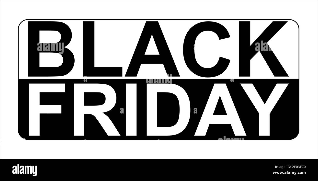 Banner di vendita Black Friday. Moderna tipografia minimalista in bianco e nero. Banner Black friday Illustrazione Vettoriale