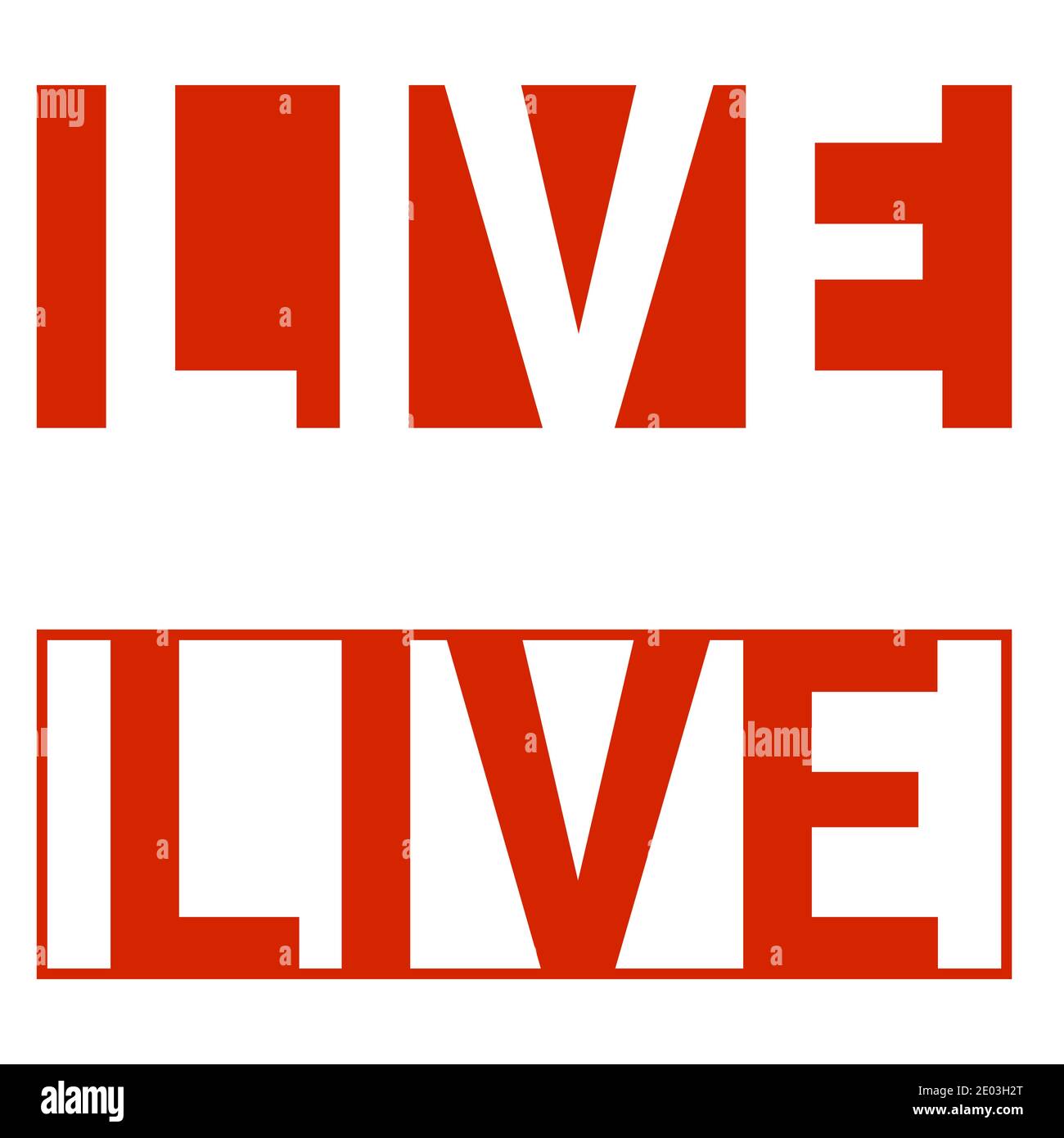 icona live stream social network, le lettere rosse informano sul live streaming Illustrazione Vettoriale