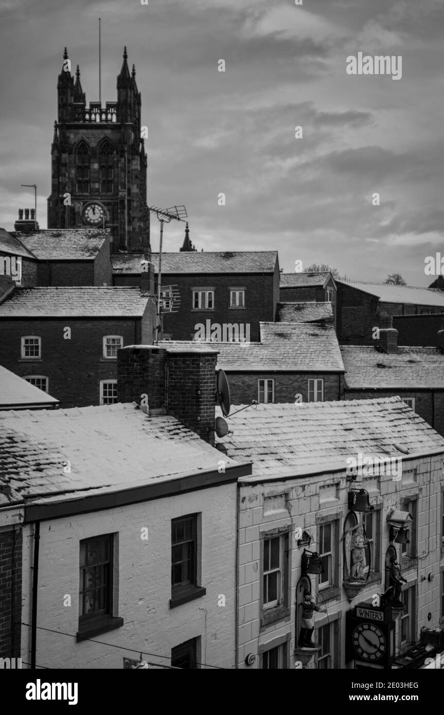 Chiese e skyline di Stockport, Manchester Foto Stock