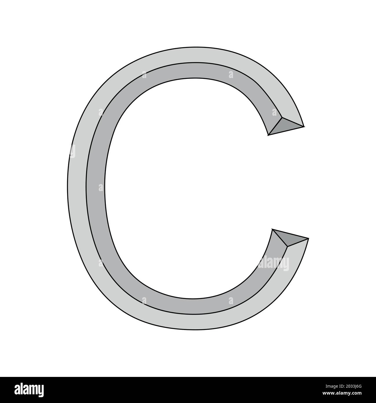 Logo lettera tridimensionale c, maiuscola vettore prima lettera dell'alfabeto, icona C logo elementi modello di disegno Illustrazione Vettoriale