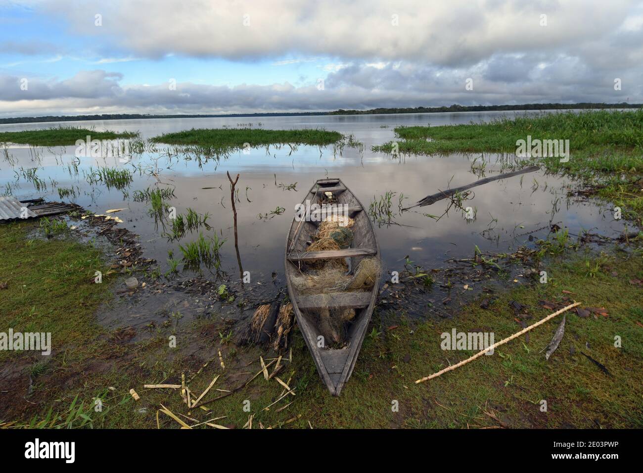 Villaggio Caburini nella riserva di sviluppo sostenibile di Mamirauá in Amazzonia Brasile Foto Stock