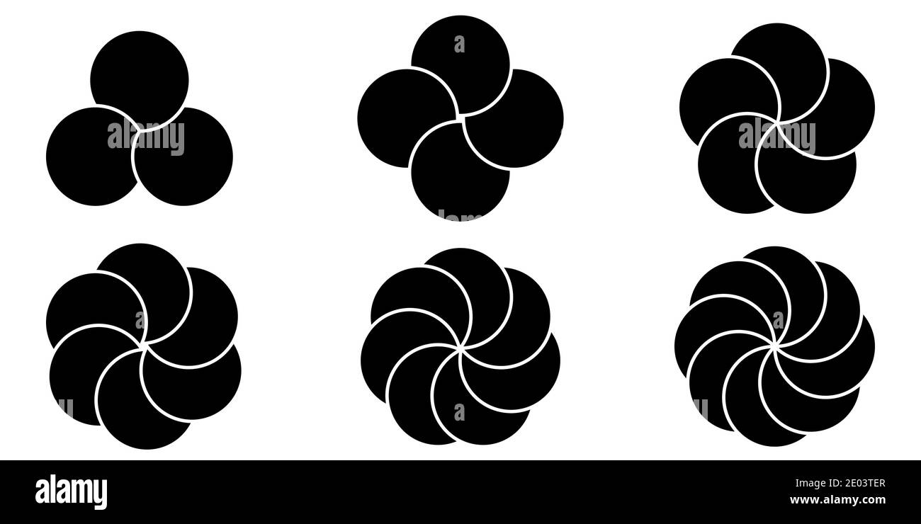 Impostare elementi infografici rotondi, petali di fiori vettoriali segmenti di un modello di cerchio per la visualizzazione di dati di informazioni complesse Illustrazione Vettoriale