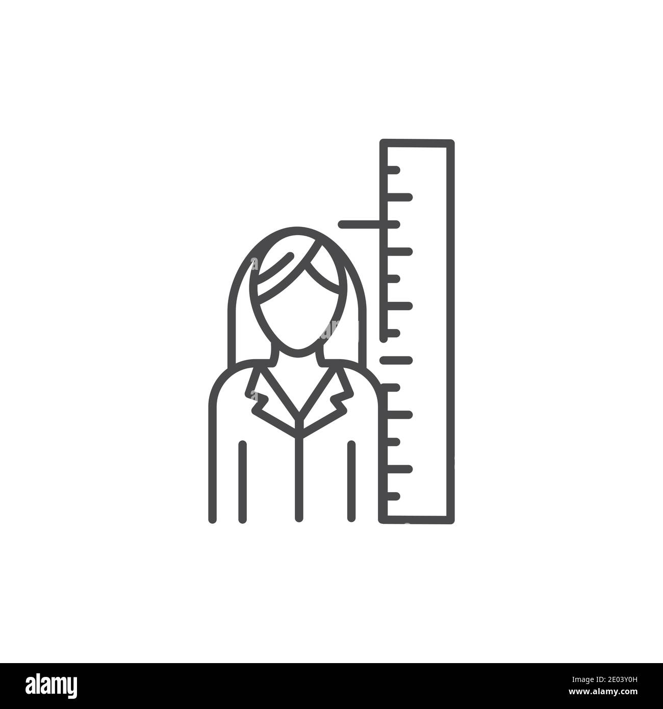 Icona della linea di colore di statura corta. Misurazione dell'altezza nei bambini. Pittogramma per pagina web, app mobile, promo. Tratto modificabile. Illustrazione Vettoriale