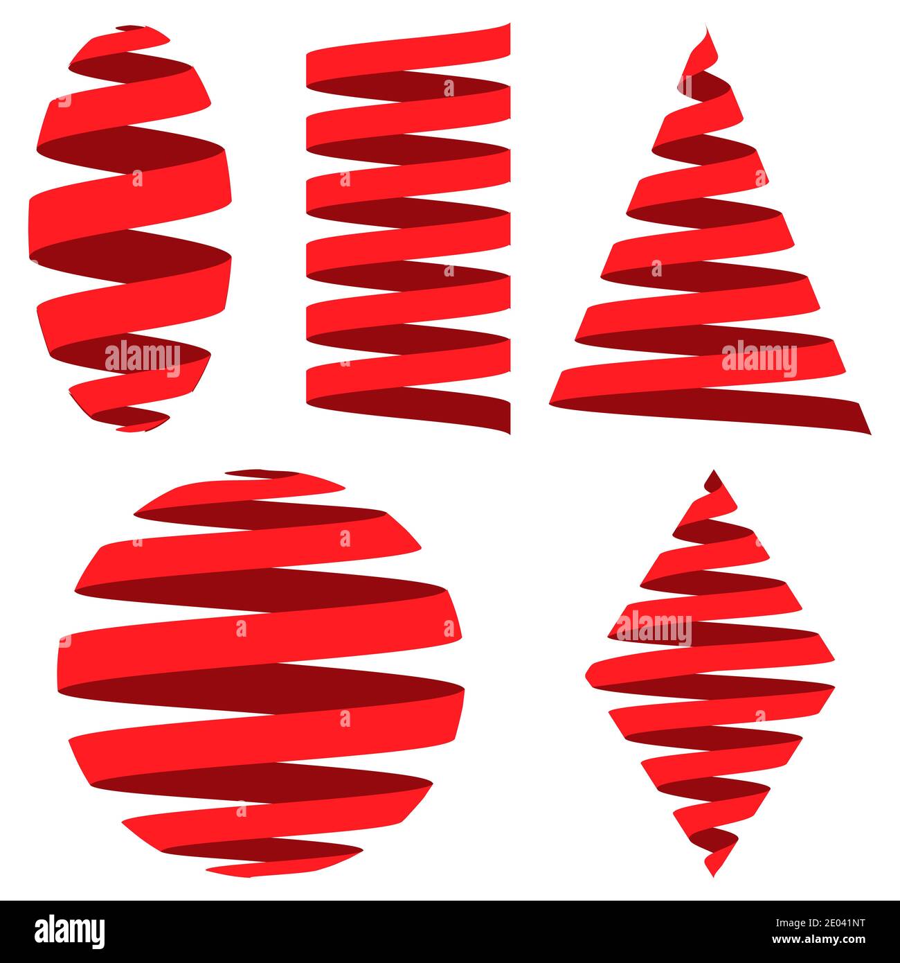 Set 3D nastro, centrato sulle forme geometriche sfera , cilindro e cono, decorazione vettoriale logo vacanza su nuovo anno o app mobile, facile modifica Illustrazione Vettoriale