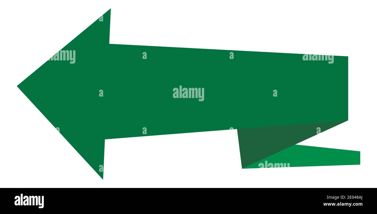 Freccia verde, puntatore marcatore di download, segno vettore in avanti, banner simbolo di orientamento, pulsante di interfaccia Illustrazione Vettoriale