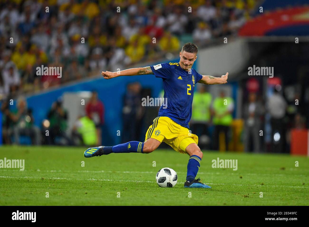 SOCHI, RUSSIA-23 GIUGNO 2018 Mikael Lustig della Svezia durante la partita di calcio del Gruppo F della Coppa del mondo Russia 2018 tra Germania e Svezia Foto Stock