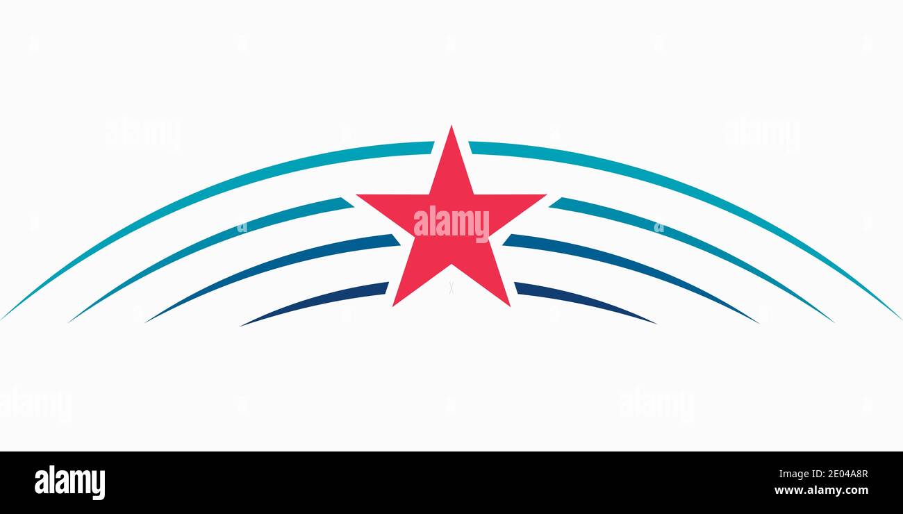 Stelle Meteor logo, VETTORE Star logo modello icona segno blu raggi Illustrazione Vettoriale