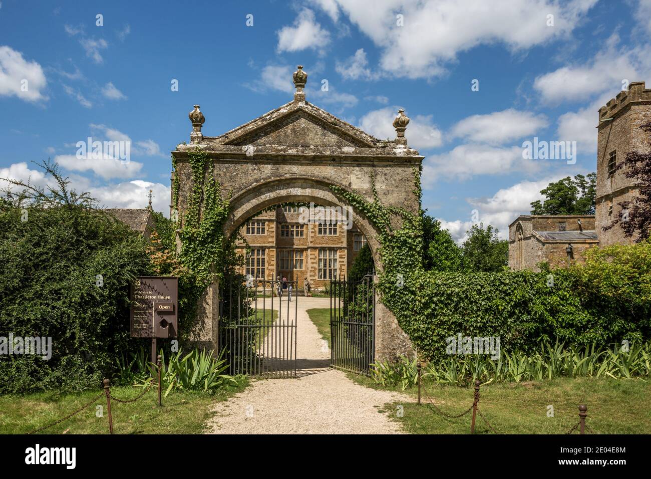 Chastleton House è una casa di campagna giacobea situata a Chastleton vicino a Moreton-in-Marsh, Oxfordshire. Foto Stock