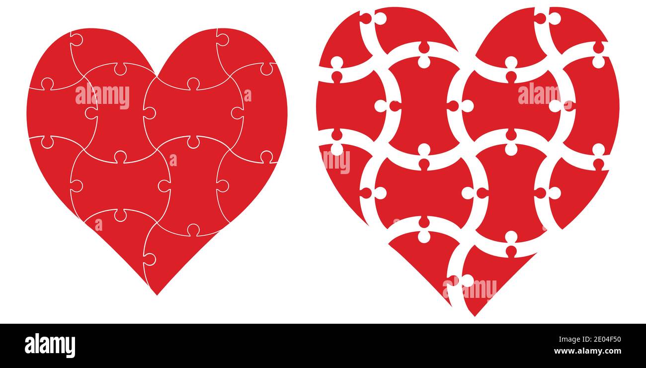 cuore forma puzzle, vettore cuore puzzle modello infografica amore giorno san valentino Illustrazione Vettoriale