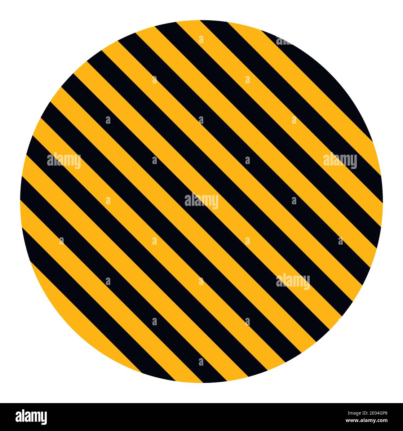 cerchi strisce diagonali gialle e nere, avvertenza striscia di sicurezza vettoriale, cerchio avviso di attenzione costruzione sfondo Illustrazione Vettoriale
