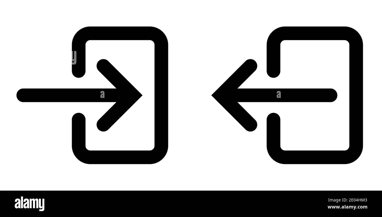 icone accesso e disconnessione simbolo vettore app disconnessione e login, freccia e icona porta uscita e voce Illustrazione Vettoriale