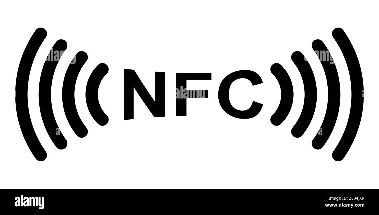 Simbolo del segno, comunicazione NFC vicino al campo, logo di pagamento senza contatto con l'icona del vettore. Icona dei pagamenti NFC per le app Illustrazione Vettoriale