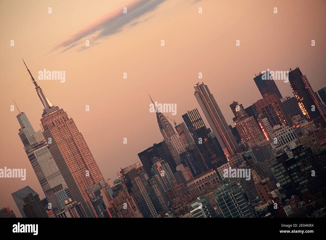 Tramonto invernale su New York Foto Stock