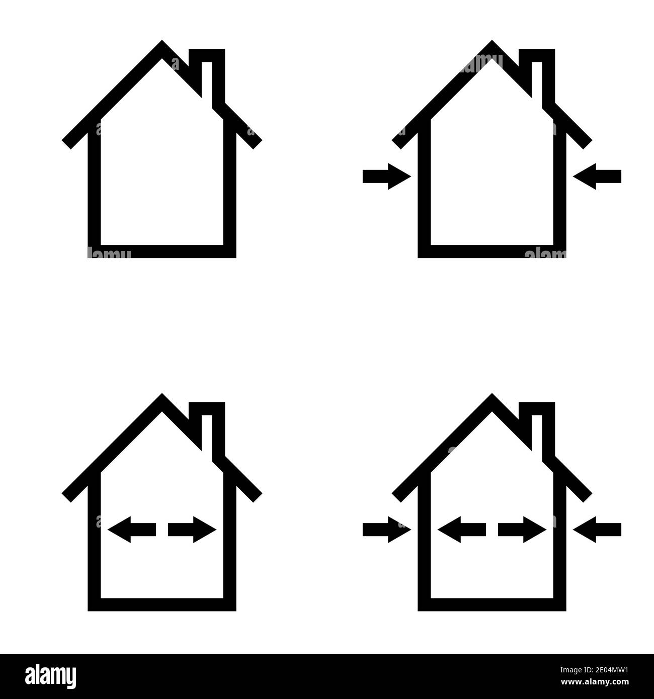 Set icone costruzione riparazione casa, lavori esterni e interni, simboli vettoriali materiali per la riparazione interna ed esterna Illustrazione Vettoriale