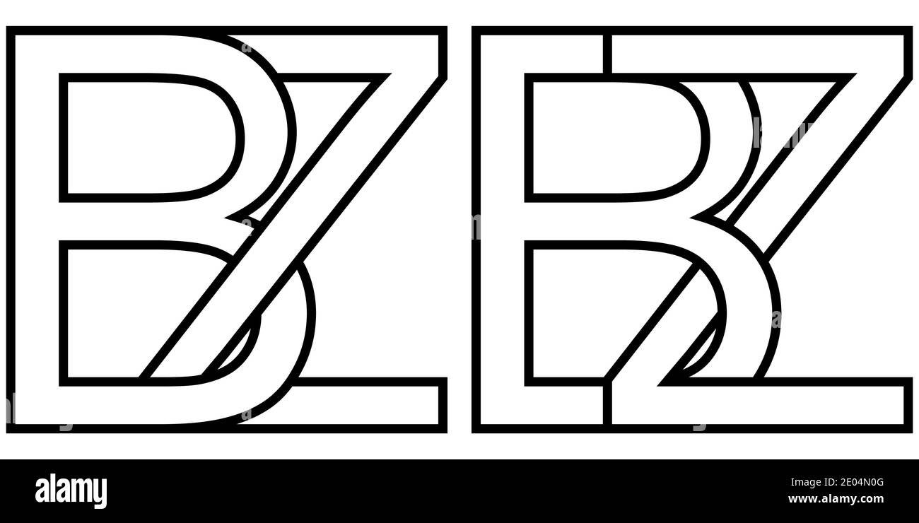 Logo segno bz zb icona segno due lettere interlacciate b, z vettore logo bz, zb prime lettere maiuscole motivo alfabeto b, z Illustrazione Vettoriale