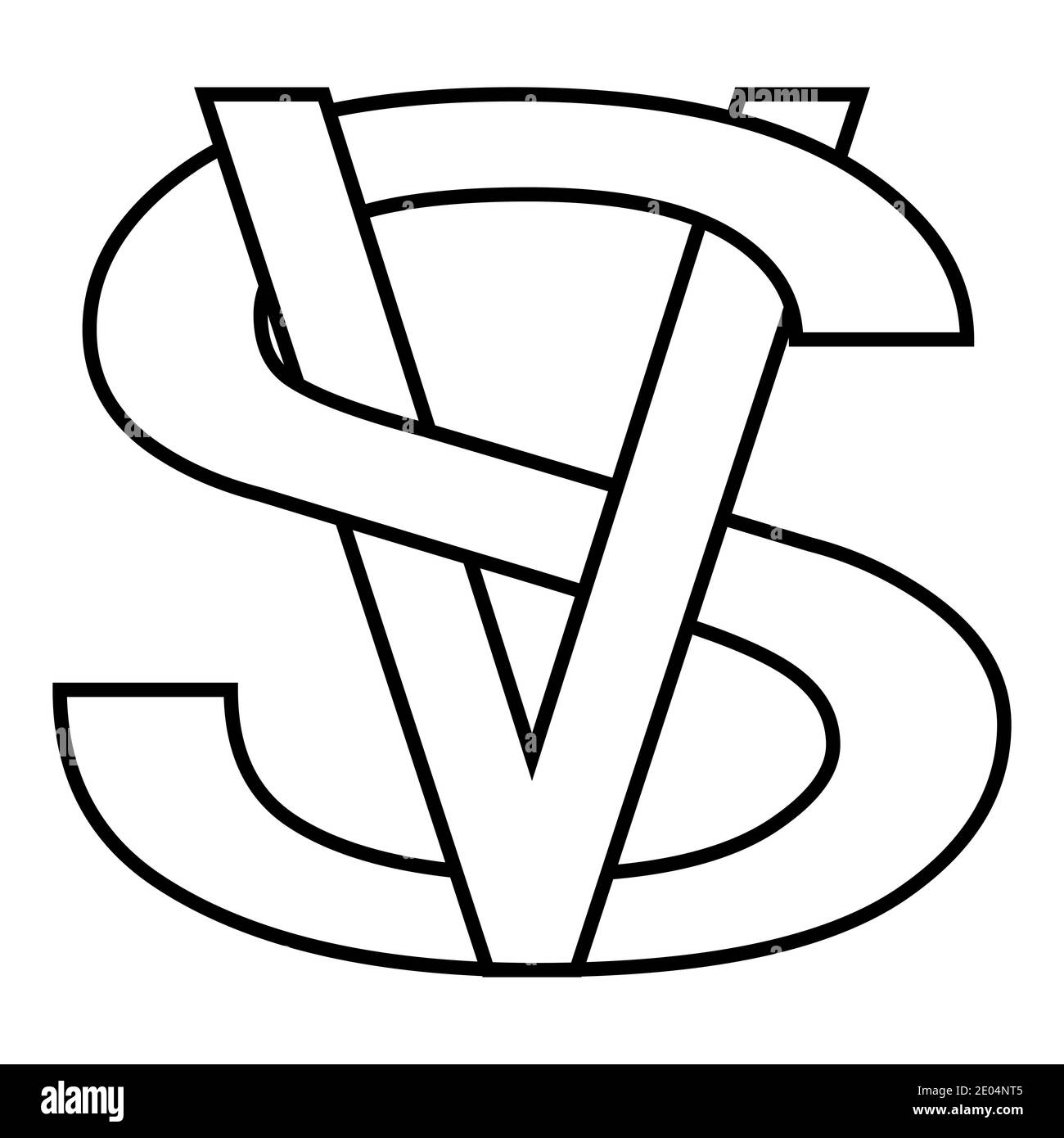 Lettere intrecciate V e S vs versus logo, logo vettoriale VS lettere per sport, lotta, competizione, contro battaglia, partita, v e s lettere gioco Illustrazione Vettoriale