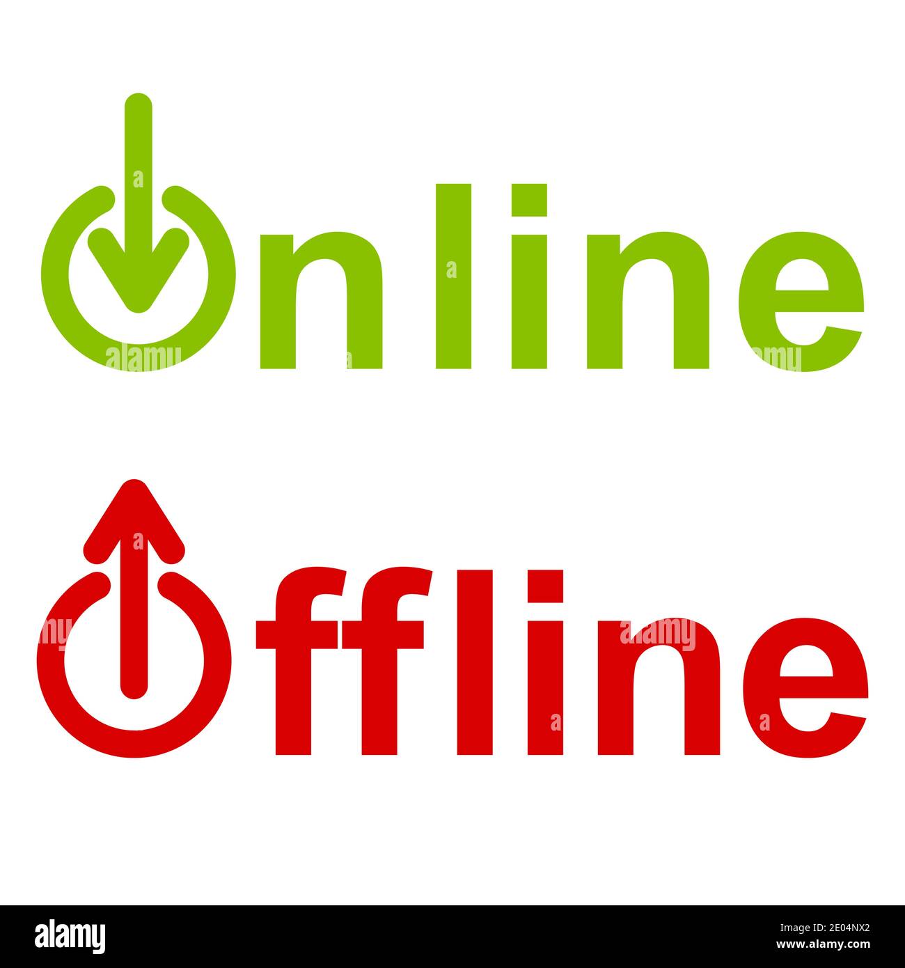 Simbolo icona servizio on-line offline, on, off, vettore simbolo di attività e servizio di passività che fornisce servizi on-line offline Illustrazione Vettoriale