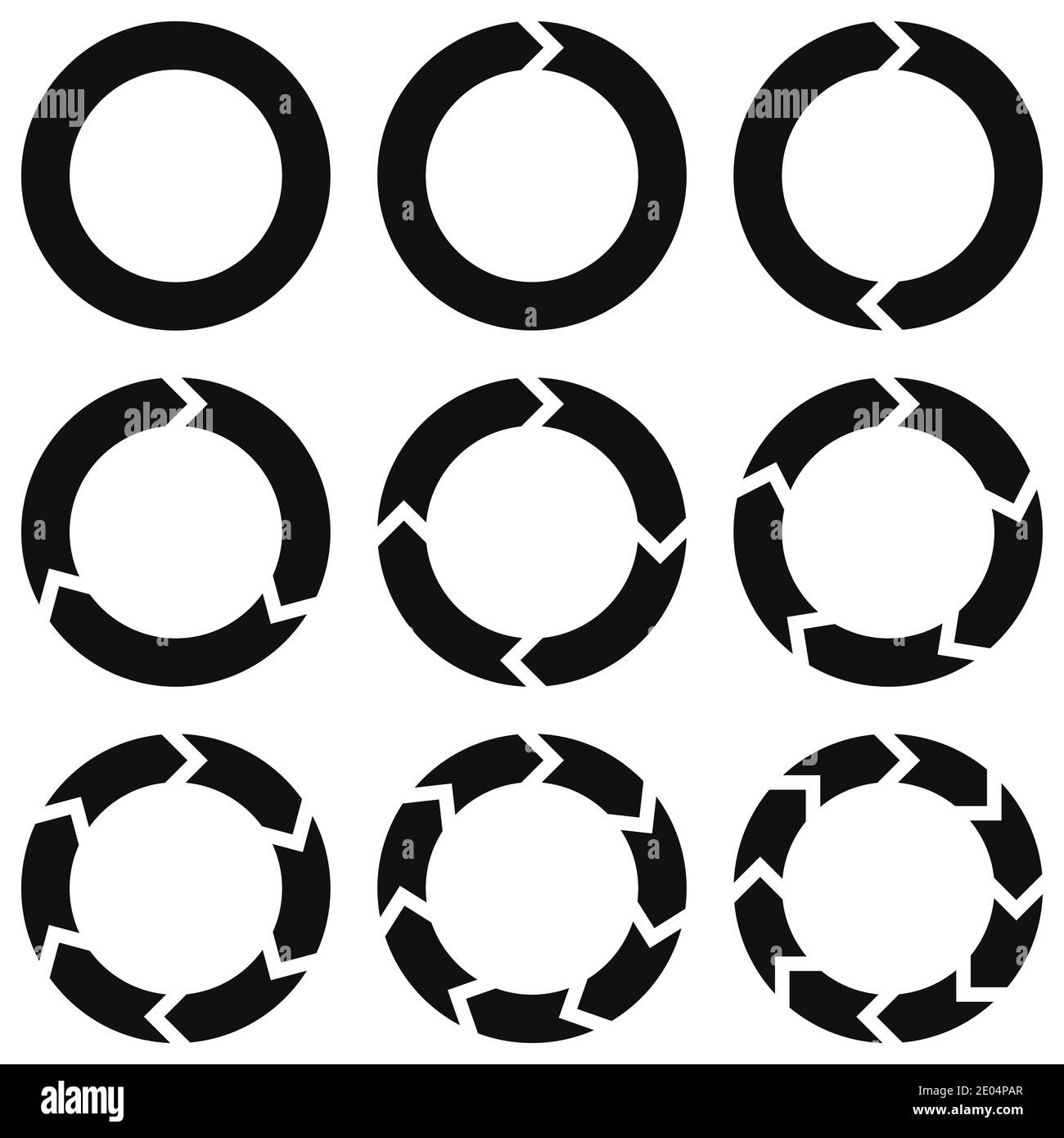 elementi infografici rotondi template frecce di rotazione circolari, vettore infografico di energia rinnovabile, riciclaggio circolare e movimento di rinnovamento Illustrazione Vettoriale