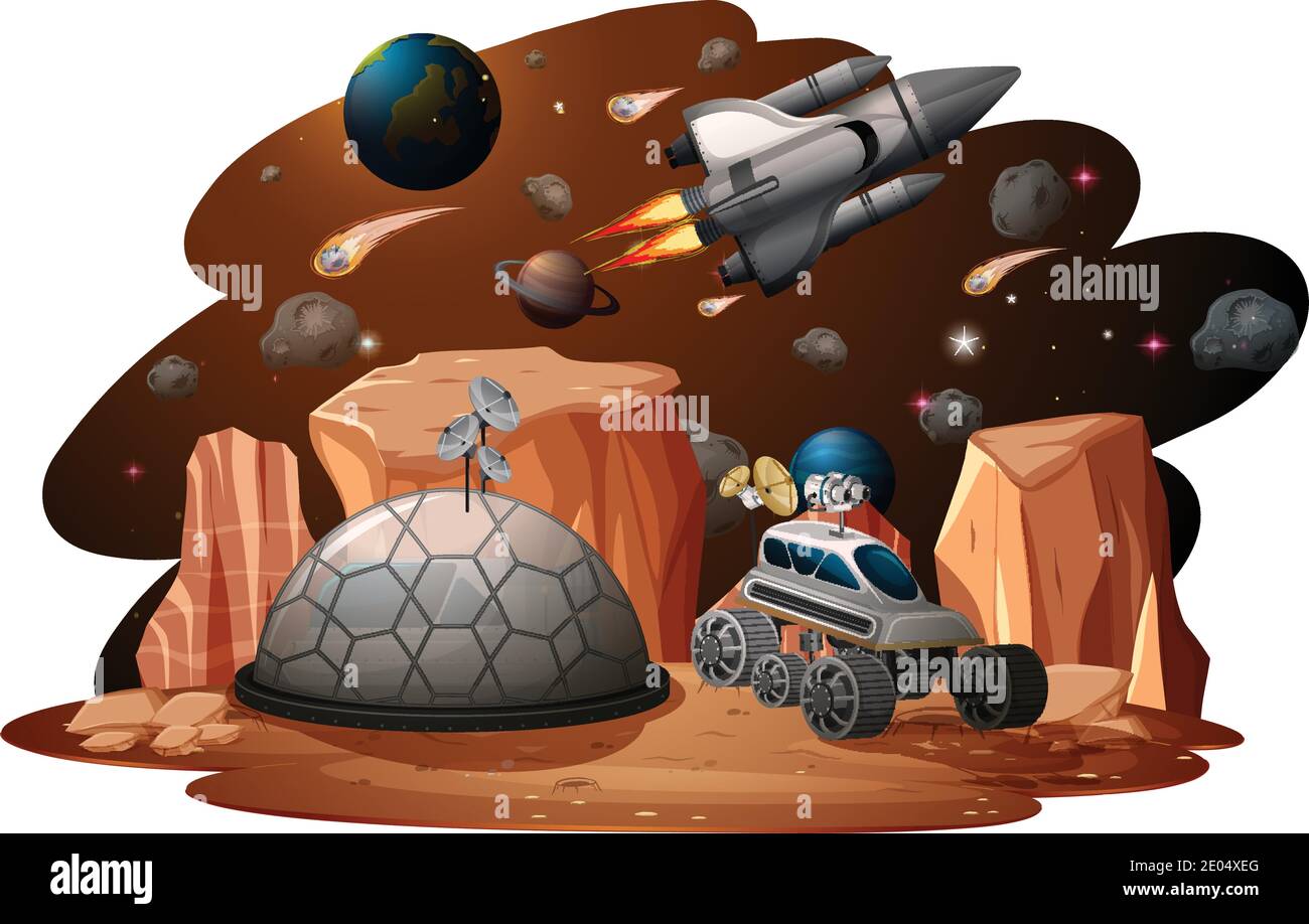 Un'illustrazione di sfondo della scenografia spaziale Illustrazione Vettoriale