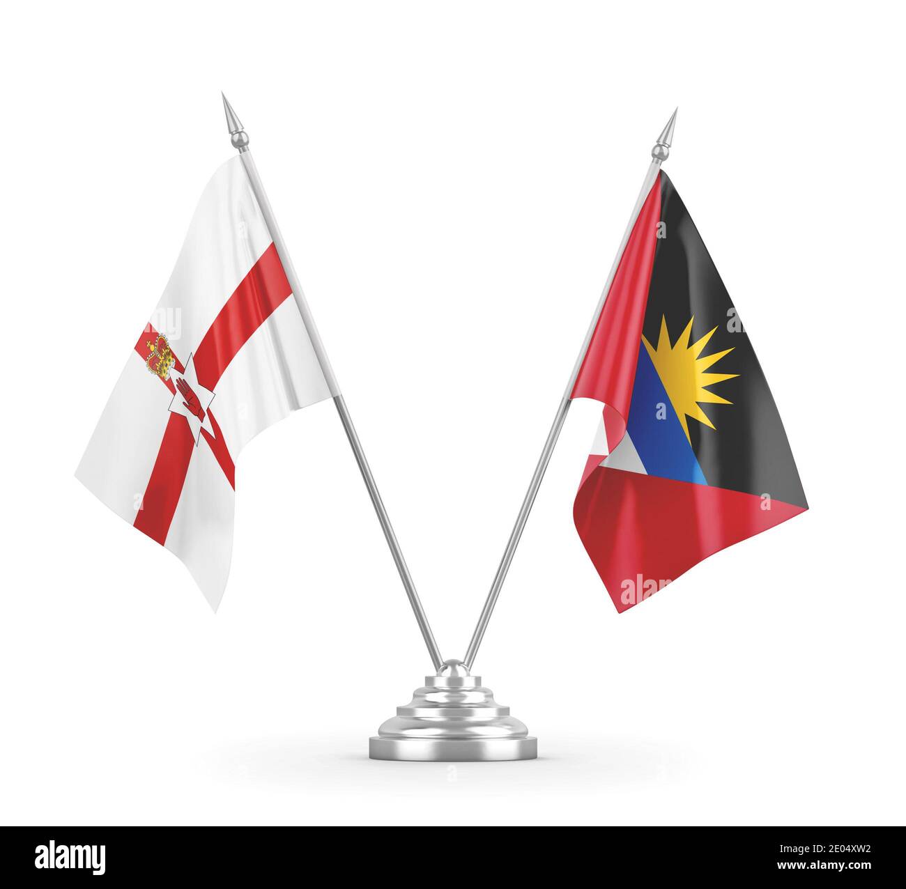 Antigua, Barbuda e Irlanda del Nord, bandiere isolate bianco Foto Stock