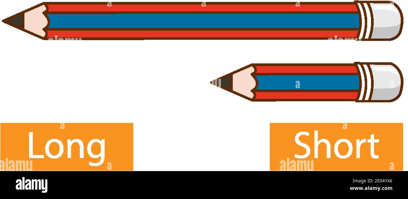 Parole aggettivi opposte con matita lunga e matita corta sopra immagine su  sfondo bianco Immagine e Vettoriale - Alamy