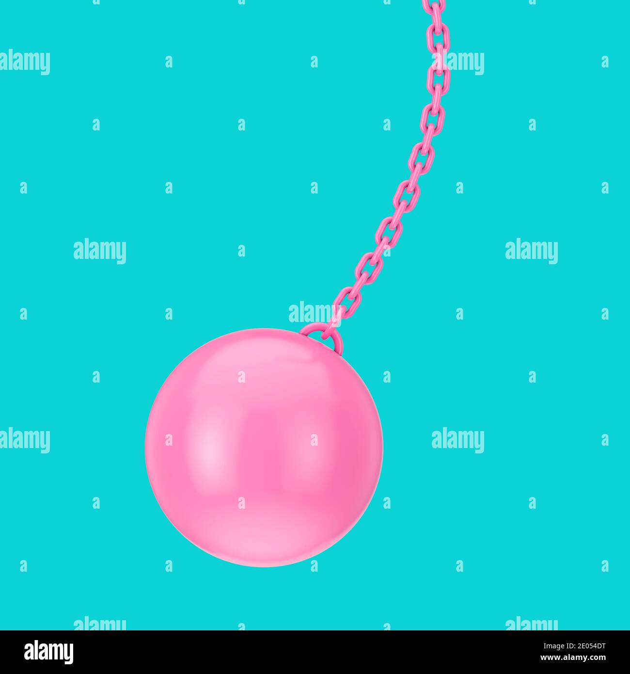 Rosa Closeup Wrecking Ball in stile Duotone su sfondo blu. Rendering 3d Foto Stock