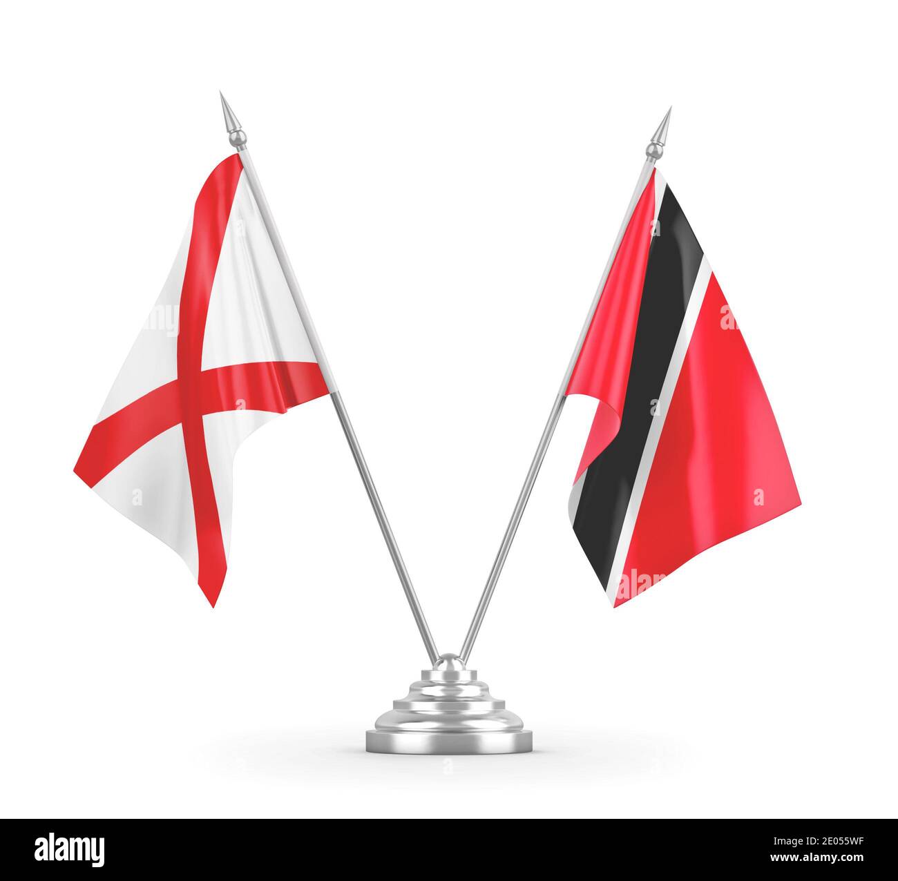 Trinidad e Tobago e Irlanda del Nord bandiere isolate bianco Foto Stock