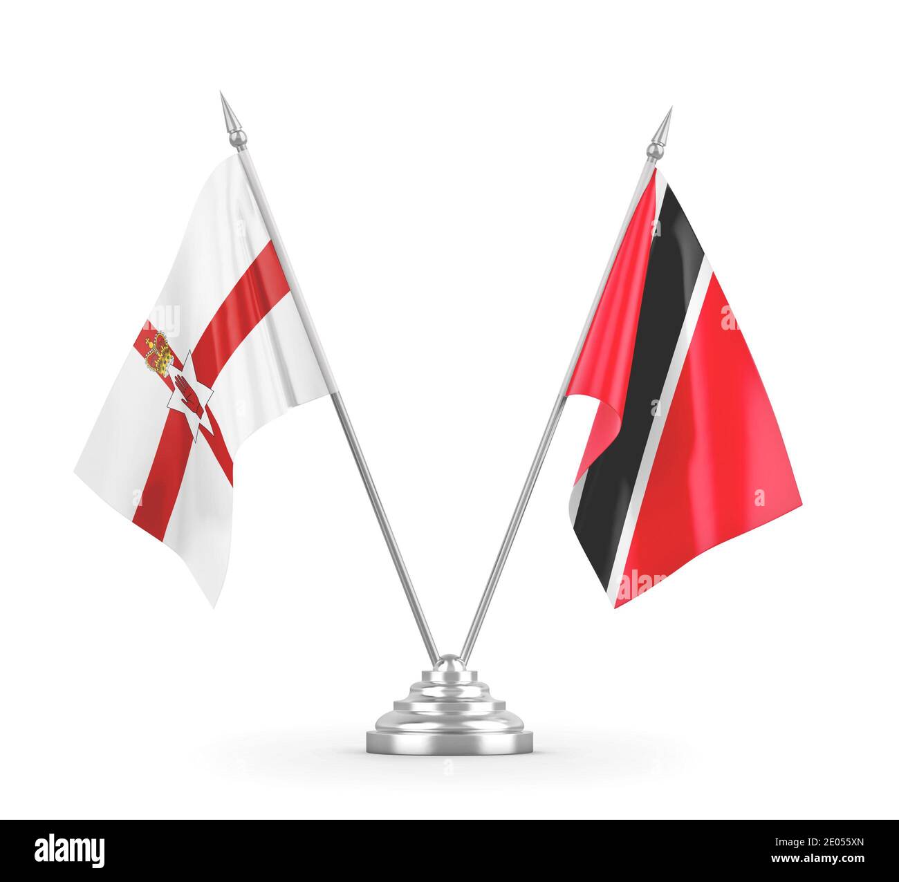 Trinidad e Tobago e Irlanda del Nord bandiere isolate bianco Foto Stock