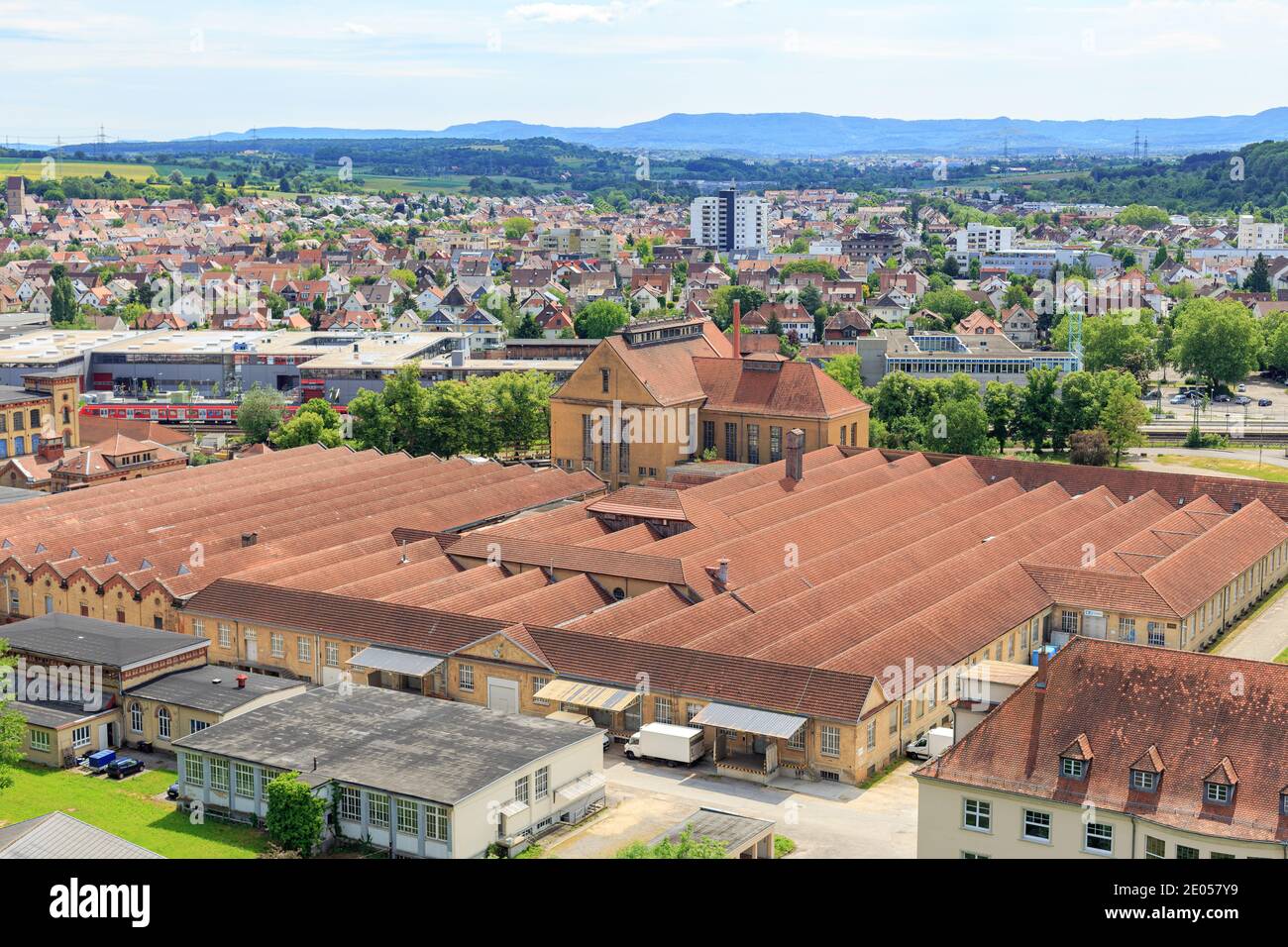 Vecchio sito industriale di un'ex fabbrica tessile, chiamata otto Areal a Wendlingen, un progetto architettonico per l'International Bauausstellung IBA 2027 Foto Stock