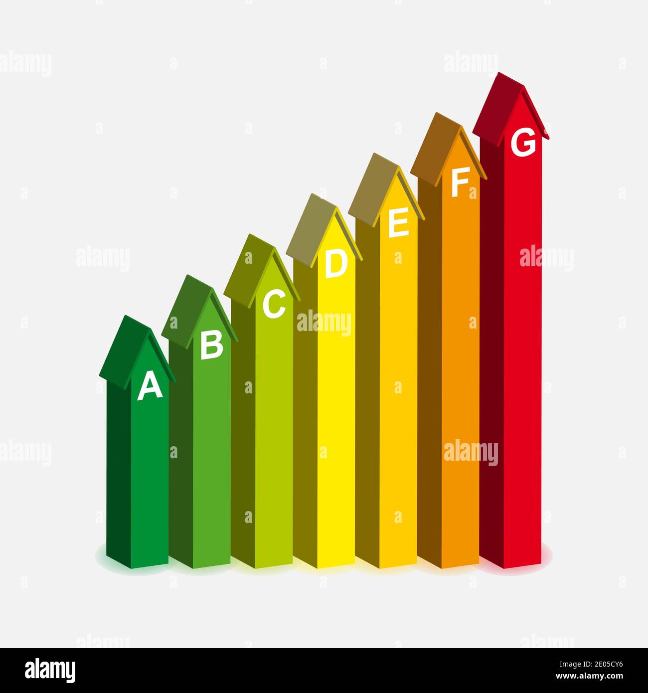 Frecce colorate con simboli per l'efficienza energetica Illustrazione Vettoriale